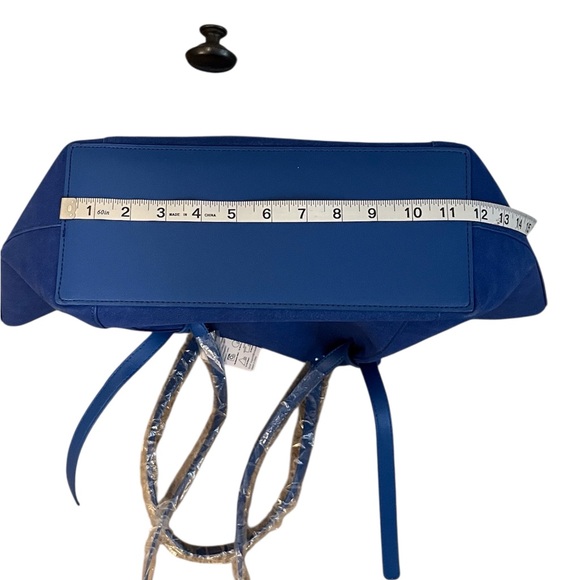 Elegant Blue Faux Suede Satchel Bag Handbag Backpack - Picture 8 of 11